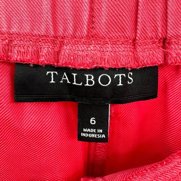 TALBOTS Washed Red Pull On Drawstring Cuffed Cotton Pant Size 6 - Picture 7 of 8